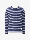 Stripe Jersey Oversized Long Sleeve T-Shirt Navy - THOM BROWNE - BALAAN 3