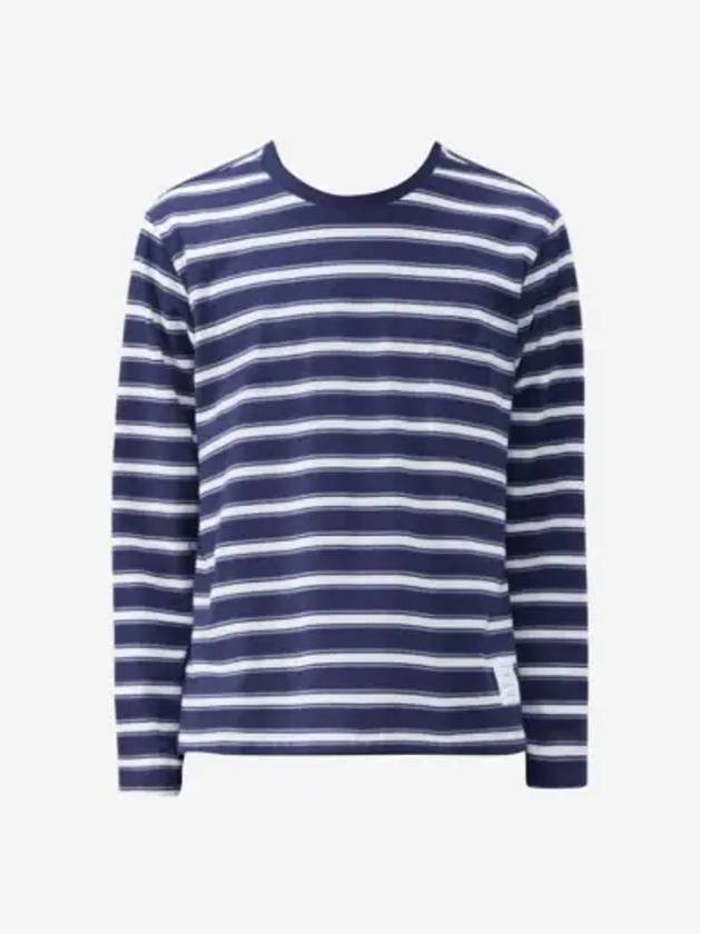 Stripe Jersey Oversized Long Sleeve T-Shirt Navy - THOM BROWNE - BALAAN 2