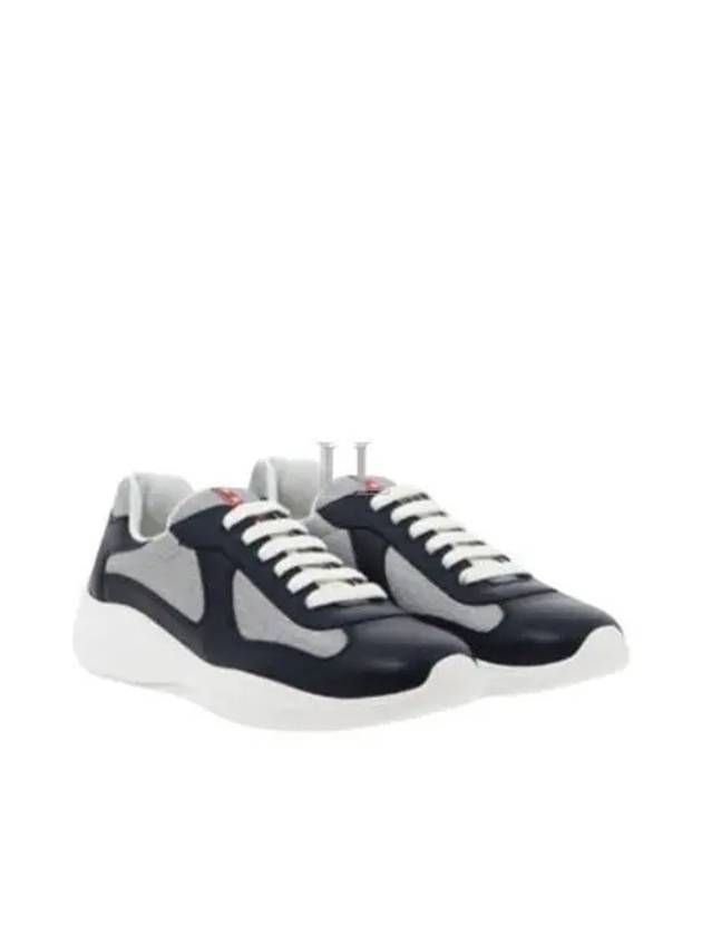 America's Cup Leather Low Top Sneakers Silver Navy - PRADA - BALAAN 2