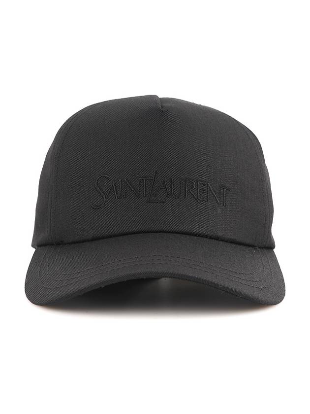 Embroidered Logo Gabardine Weave Cotton Ball Cap Black - SAINT LAURENT - BALAAN 4