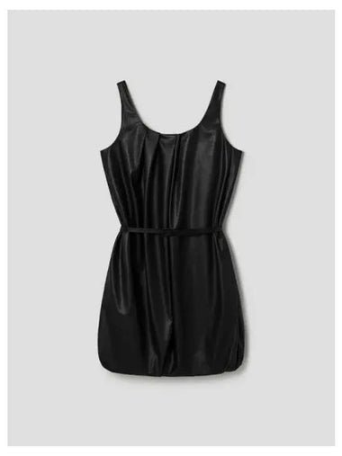 Synthetic fiber sleeveless volume dress one piece leather belt black domestic product - JUUN.J - BALAAN 1