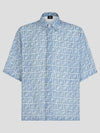 FF Linen Short Sleeve Shirt Blue - FENDI - BALAAN 2