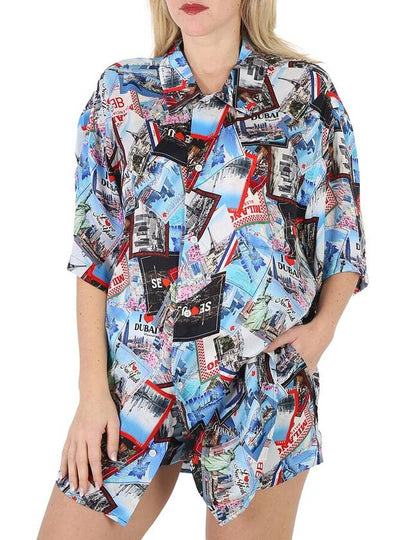 All Over City Print Short Sleeve Shirt Blue - BALENCIAGA - BALAAN 2