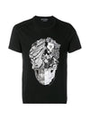 Men's Patchwork Skull Print Short Sleeve T-Shirt Black - ALEXANDER MCQUEEN - BALAAN 1