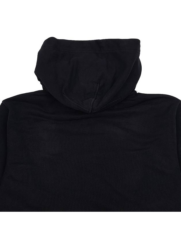 Brushed Cotton Fleece Garment Dyed Hooded Zip Up Black - STONE ISLAND - BALAAN 9