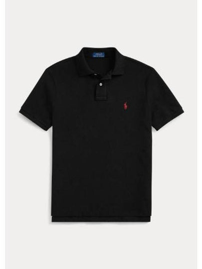 Men's Red Embroidered Logo Polo Shirt Black - POLO RALPH LAUREN - BALAAN 2