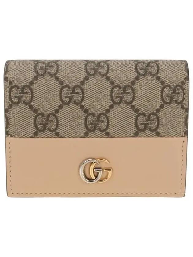 24FW Light Beige Ebony GG Supreme GG Marmont Button Card Case 790055 AADQE 5741 - GUCCI - BALAAN 2