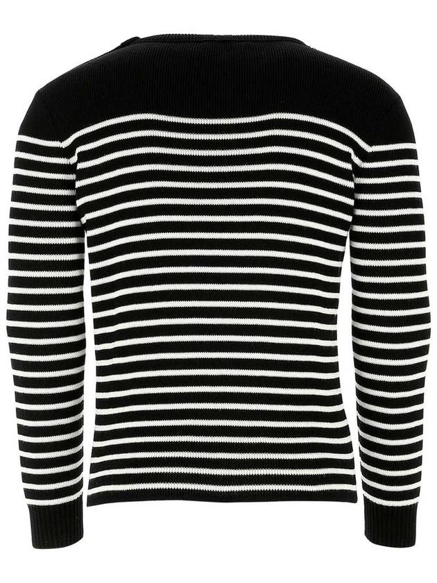 Striped Wool Knit Top Black White - SAINT LAURENT - BALAAN 3