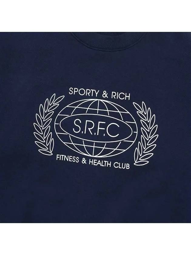 Logo Print Crew Neck Cotton Sweatshirt Navy - SPORTY & RICH - BALAAN 5