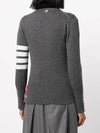 4-Bar V-Neck Cashmere Cardigan Grey - THOM BROWNE - BALAAN 5