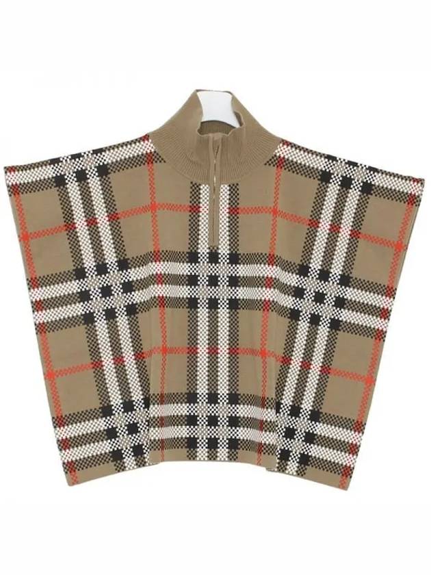 Kids Vintage Check Half Neck Wool Cape Coat Beige - BURBERRY - BALAAN 2