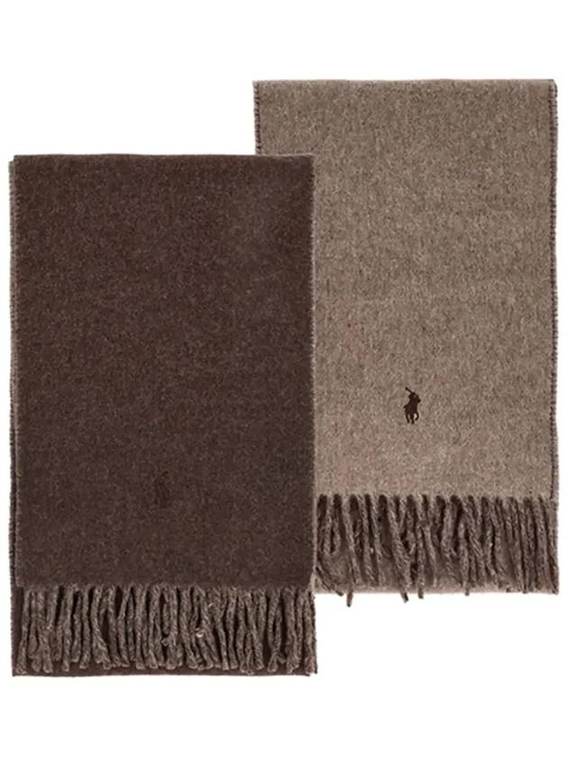 Pony Reversible Fringe Muffler Beige Brown - POLO RALPH LAUREN - BALAAN 6