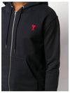 Men's Heart Logo Hooded Zip-up Navy - AMI - BALAAN.