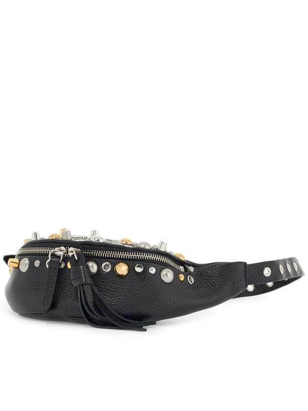 black leather belt bag with studs and shoulder strap - VALENTINO - BALAAN 3