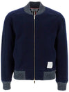 Fleece Stripe Wool Bomber Jacket Navy - THOM BROWNE - BALAAN 1