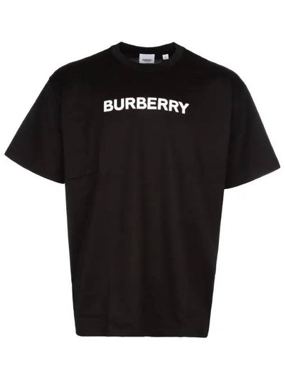 Logo Print Cotton Oversized Short Sleeve T-Shirt Black - BURBERRY - BALAAN 2