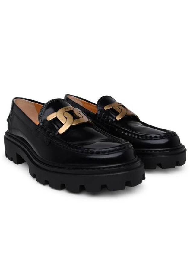 Women's Kate Metal Chain Leather Loafers Black - TOD'S - BALAAN 3