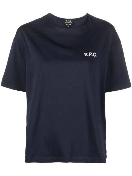 Karol Small Felt Logo Short Sleeve T-Shirt Navy - A.P.C. - BALAAN 1
