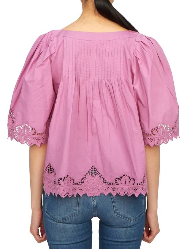 Women's Cotton Short Sleeve Blouse Pink - VANESSA BRUNO - BALAAN 4