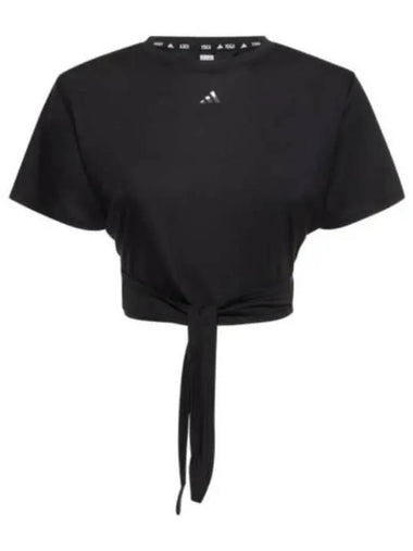 Performance Yoga Self Tie Logo Crop Top Black IS2988 - ADIDAS - BALAAN 1