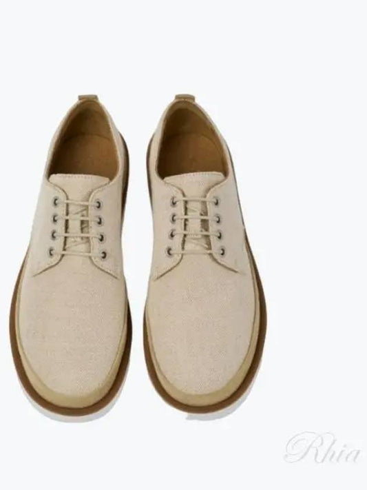 Men's Wagon Calfskin Hemp Oxford Shoes Beige - CAMPER - BALAAN.