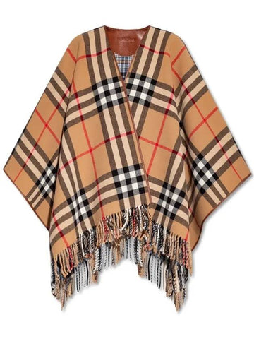 Reversible Check Wool Cape Camel - BURBERRY - BALAAN 1