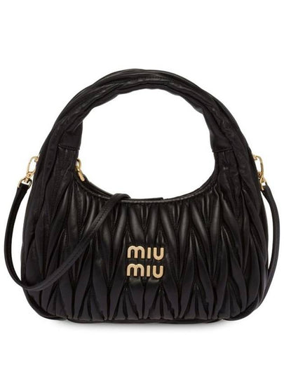 Wander Matelasse Nappa Leather Mini Hobo Tote Bag Black - MIU MIU - BALAAN 2