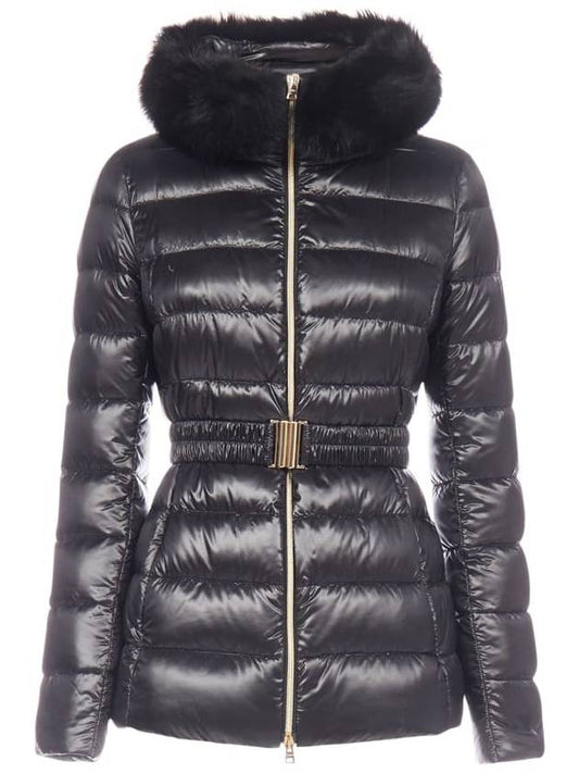 Women's Claudia Goose Down Natural Fur Padded Jacket Black - HERNO - BALAAN 1