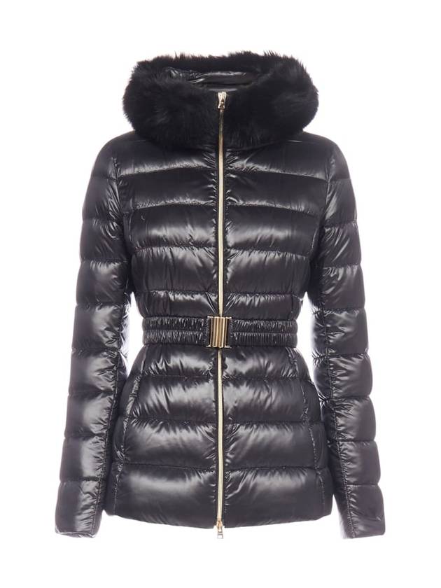 Erno Women'S Claudia Goose Down Natural Fur Padded Jacket Black - HERNO - BALAAN 1