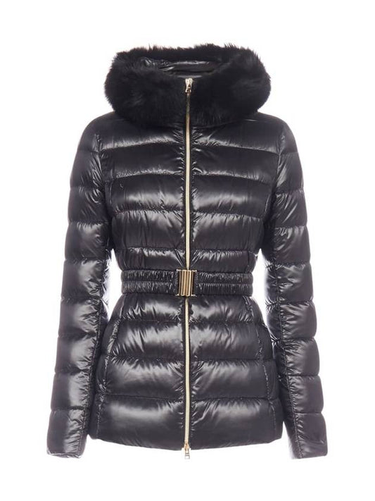 Erno Women'S Claudia Goose Down Natural Fur Padded Jacket Black - HERNO - BALAAN 1