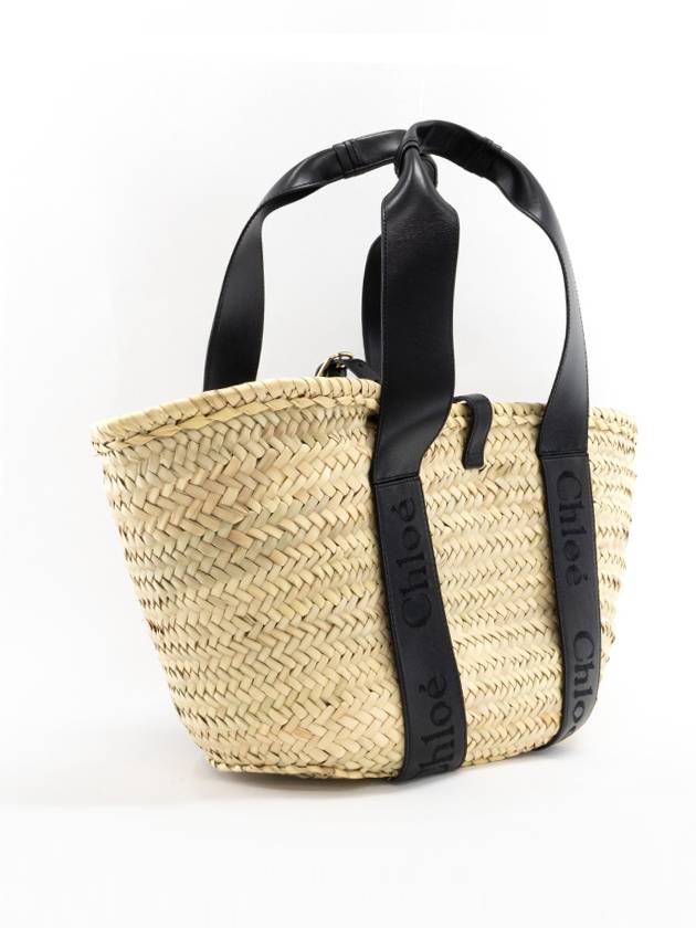 Sense Medium Raffia Basket Tote Bag Black - CHLOE - BALAAN 5