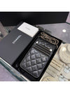 Phone holder chain calfskin caviar gold plated black - CHANEL - BALAAN 5