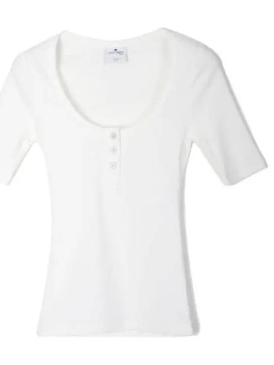 Courr ges Holistic Snap Rib Top Women s Short Sleeve Tee T Shirt - COURREGES - BALAAN 1