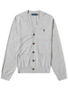 V-Neck Embroidery Logo Cardigan Grey - POLO RALPH LAUREN - BALAAN 2