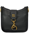 Snap Hook Gold Plated Leather Shoulder Bag Black - MIU MIU - BALAAN 3