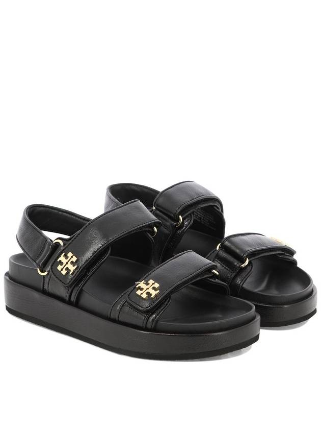 Kira Sports Logo Leather Sandals Black - TORY BURCH - BALAAN 4