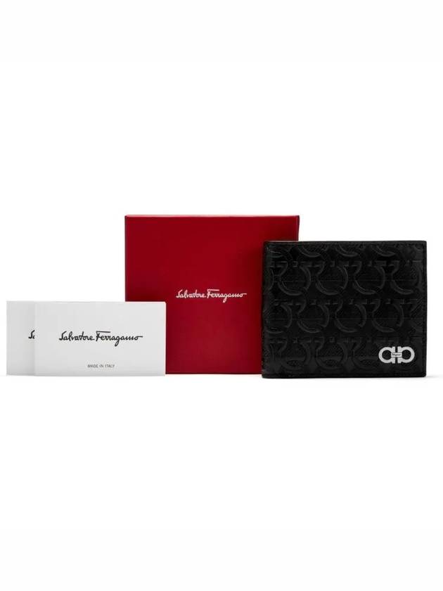 Gancini Embossed Logo Half Wallet Black - SALVATORE FERRAGAMO - BALAAN 5