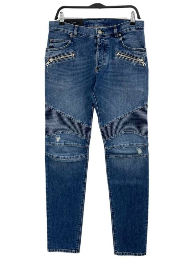 Biker Washed Skinny Jeans Blue - BALMAIN - BALAAN 2