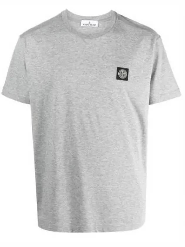 Logo Patch Cotton Short Sleeve T-Shirt Dust Melange Grey - STONE ISLAND - BALAAN 2