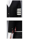 4 Bar Relaxed Fit Fine Merino Wool Cardigan Black - THOM BROWNE - BALAAN 6