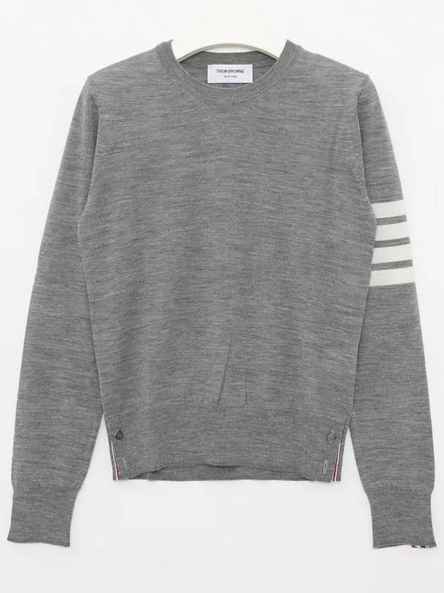 4-Bar Merino Jumper Wool Knit Top Light Grey - THOM BROWNE - BALAAN 4