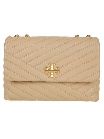 Kira Chevron Convertible Shoulder Bag Beige - TORY BURCH - BALAAN 1