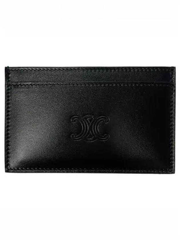 Trioper logo embossed satin calf skin card holder black wallet 271974 - CELINE - BALAAN 1