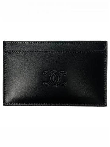 Trioper logo embossed satin calf skin card holder black wallet 271974 - CELINE - BALAAN 1