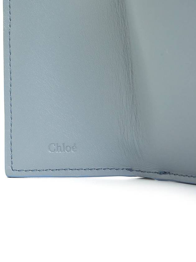 Embroidered Logo Leather Half Wallet Blue - CHLOE - BALAAN 9