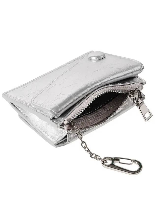 Dot Saddle Key Ring Zipper Coin Wallet Silver - LE MASQUE - BALAAN 6