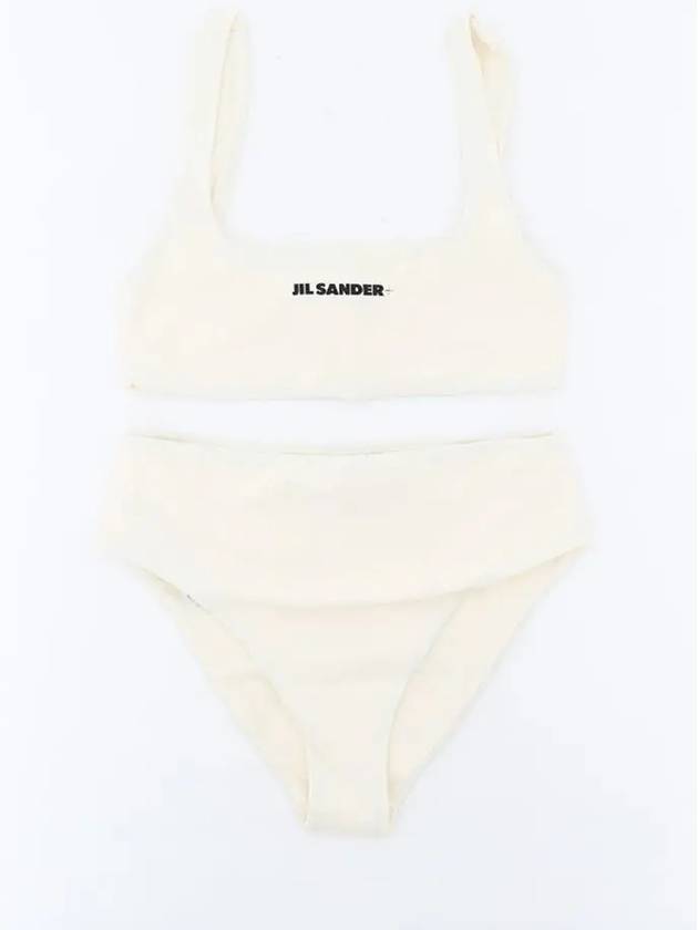 Logo Print Square Neck Bikini Ecru - JIL SANDER - BALAAN 4