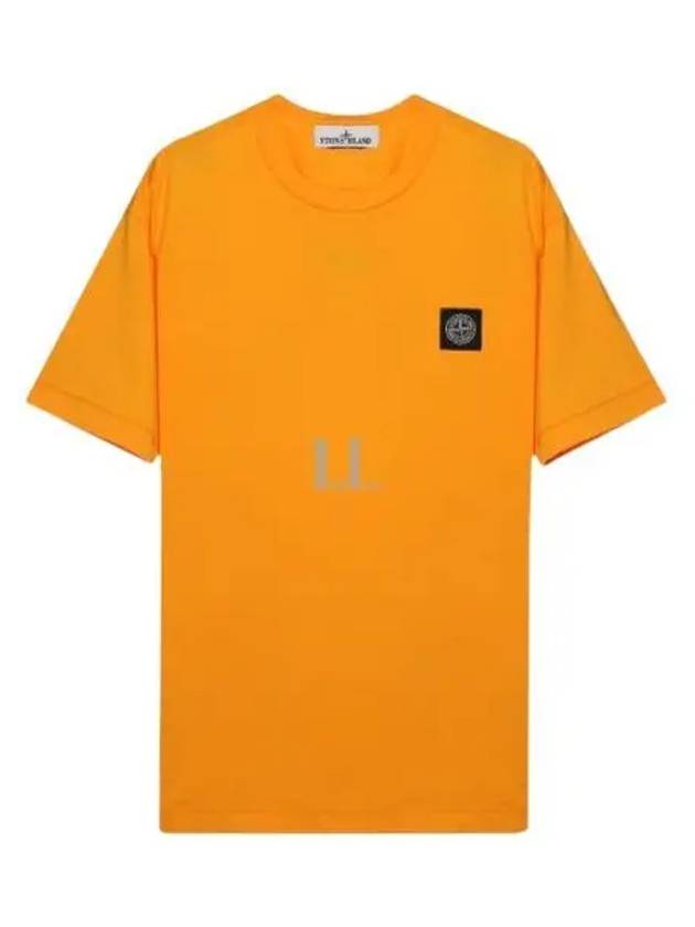 Logo Patch Cotton Short Sleeve T-Shirt Orange - STONE ISLAND - BALAAN 2