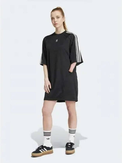 Oversized 3 Stripe Tricot Tee Short Dress Black - ADIDAS - BALAAN 2