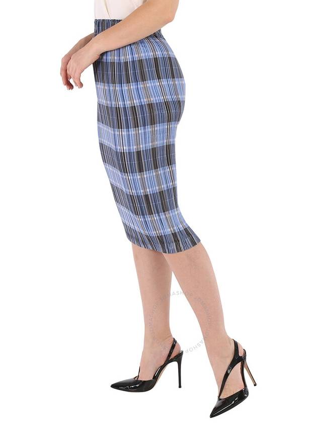 Burberry Ladies Pale Blue Check Plisse Pleated Check Pencil Skirt, Brand Size 6 (US Size 4) - BURBERRY - BALAAN 2